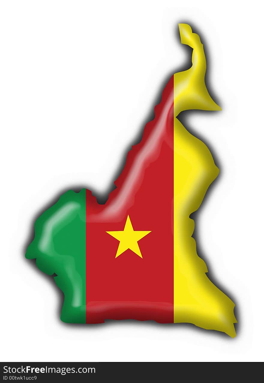 Cameroon American Button MAP Flag