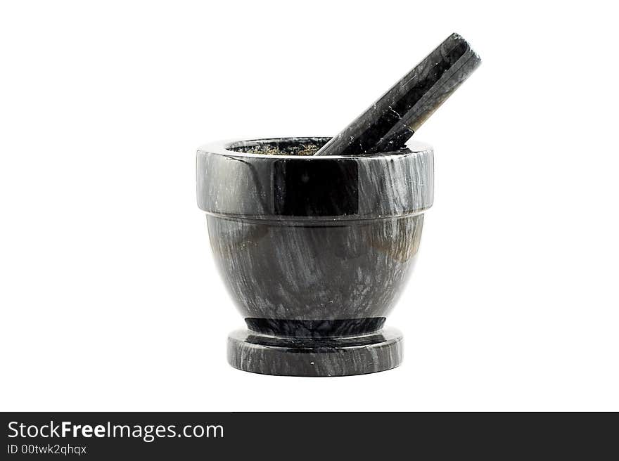 A black marble mortar isolated on white, including clipping path for easy editing. A black marble mortar isolated on white, including clipping path for easy editing.