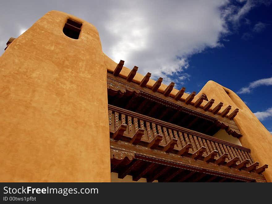 Adobe landmark located in Santa Fe, New Mexico. Adobe landmark located in Santa Fe, New Mexico.