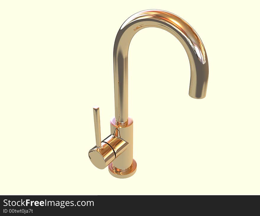 Isolated golden tap with yellow background