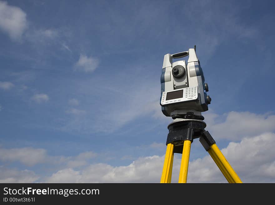 Robotic station ready for surveying. Robotic station ready for surveying.