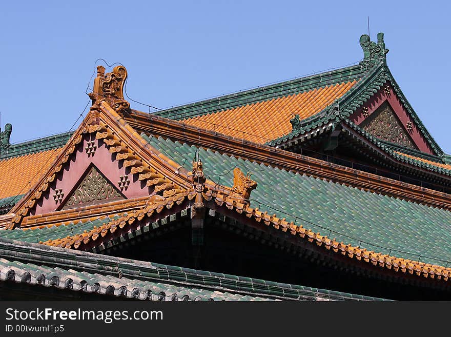 Chinese dragon on roof in beijing beihai park