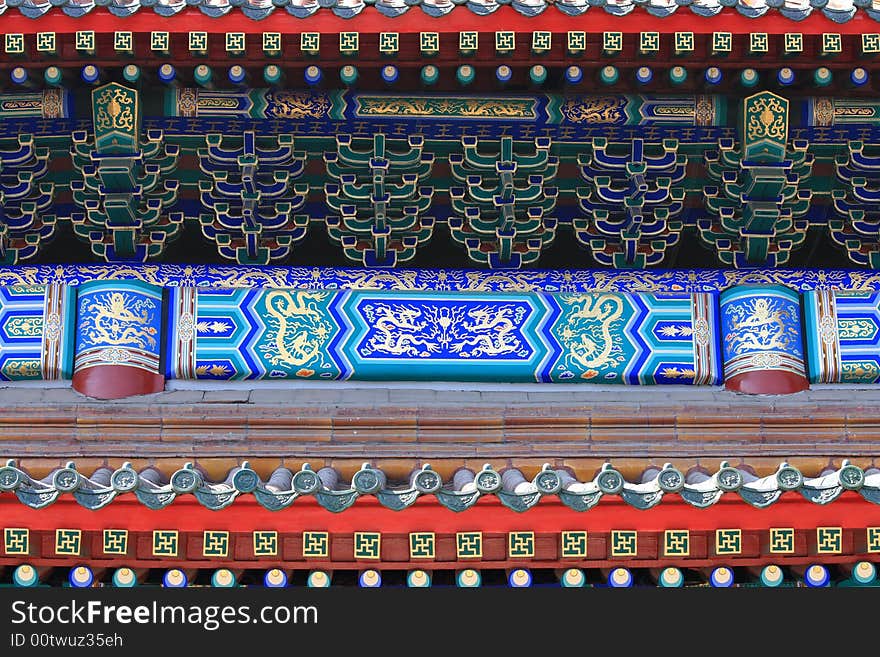 Chinese design on roof in beijing beihai park