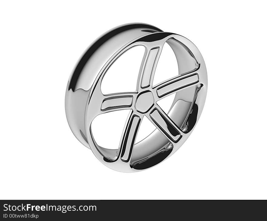 Isolated 3D Wheel polished with white background