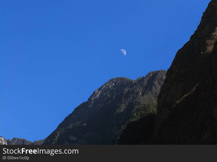 Moon above the mountains