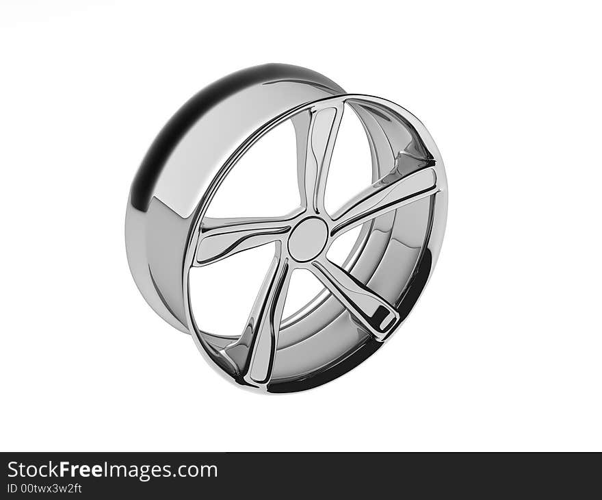 Isolated 3D Wheel polished with white background