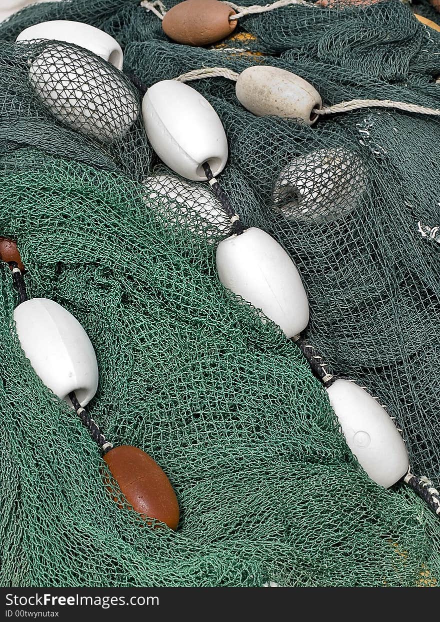 Green & gray fishing net fishing float