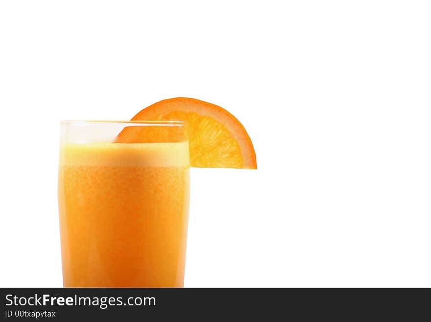 Orange juice on a withe background.