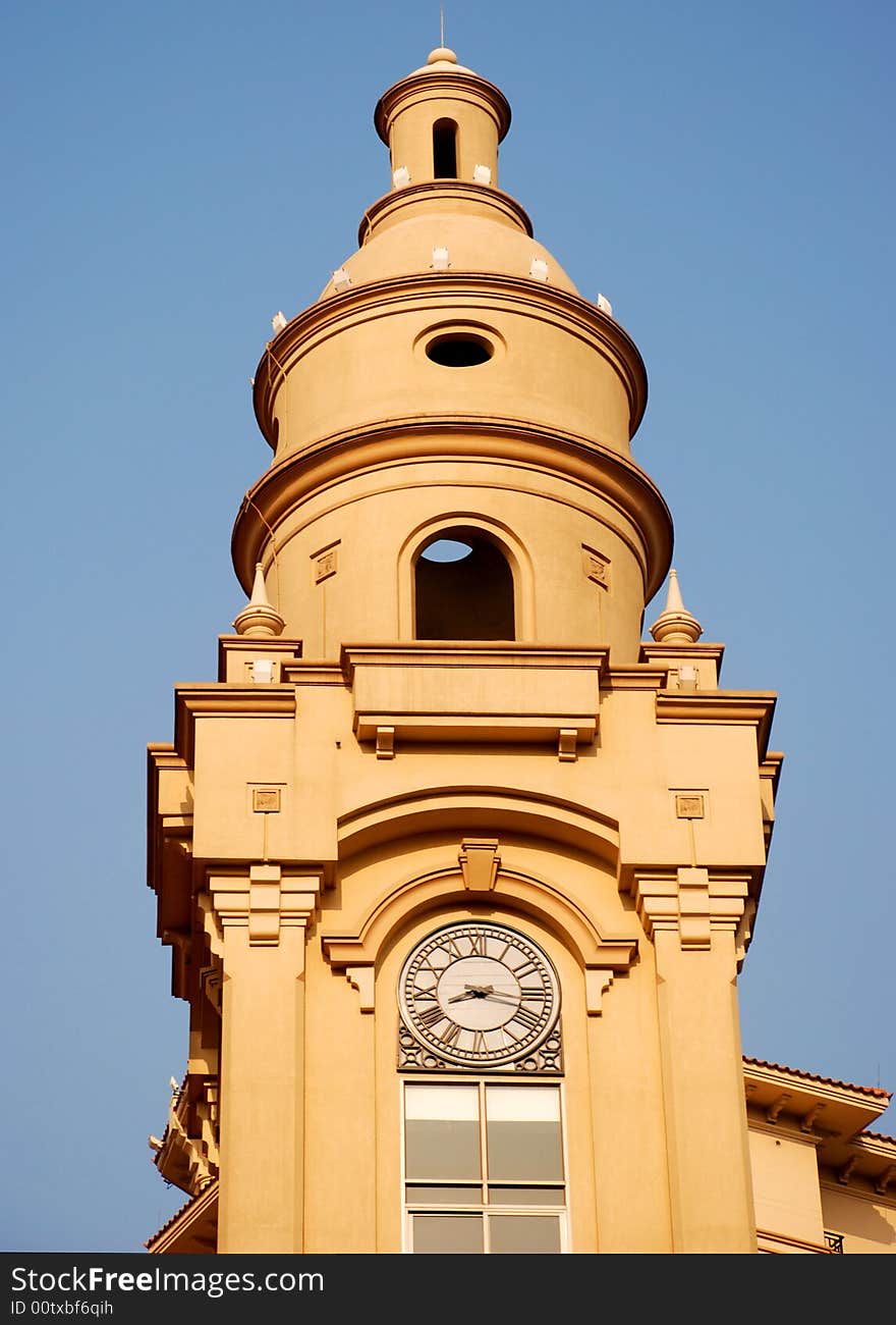 The bell tower of an modern aparment building.