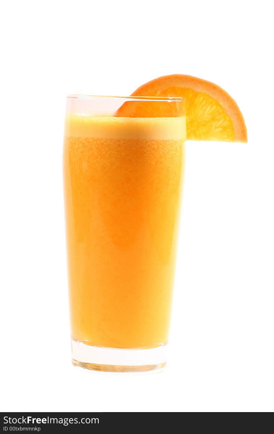 Orange juice on a withe background.