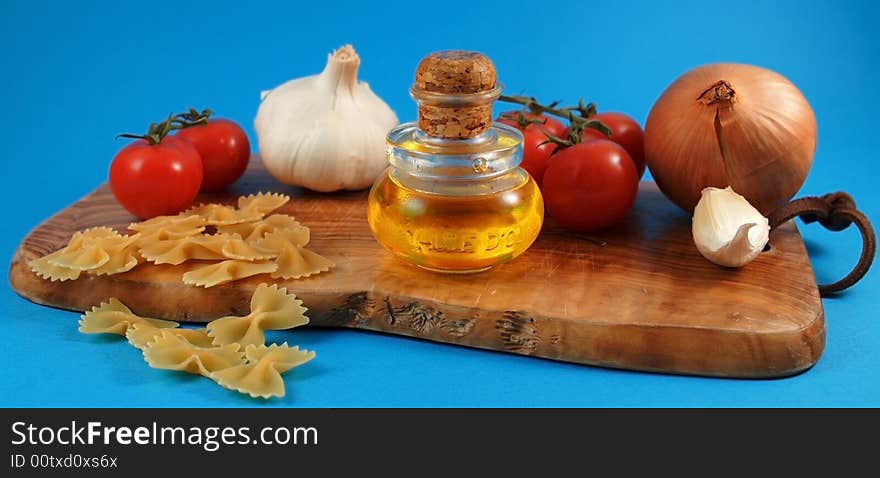 Pastes and tomatos in bunch