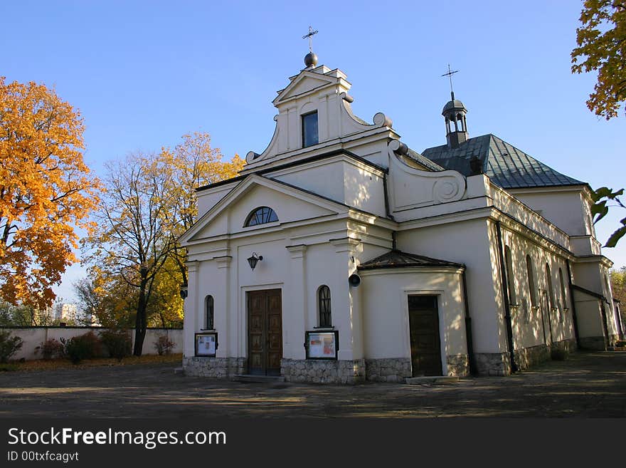 Small church in Warsaw, Poland.