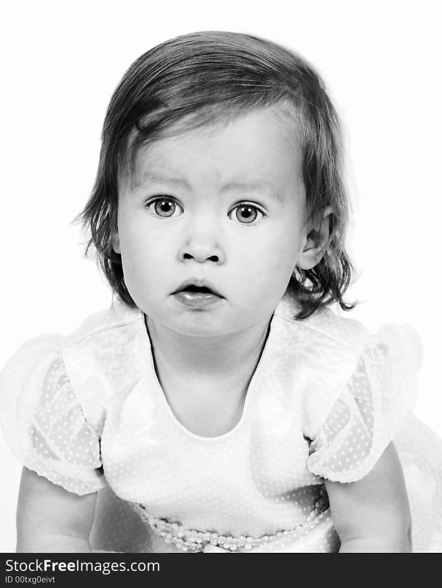 Little baby girl in black and white at 18 months. Little baby girl in black and white at 18 months