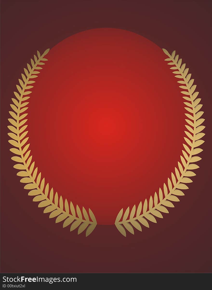 Leafs golden frame on red background -  illustration