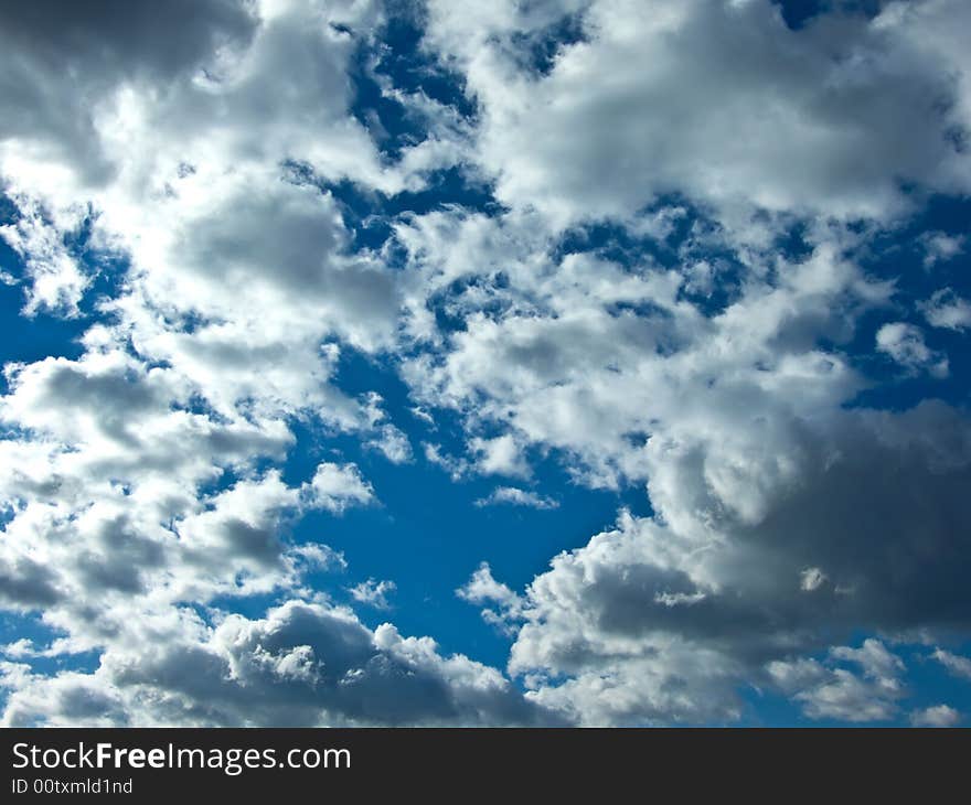 Blue and stormy sky full of different clouds. Blue and stormy sky full of different clouds