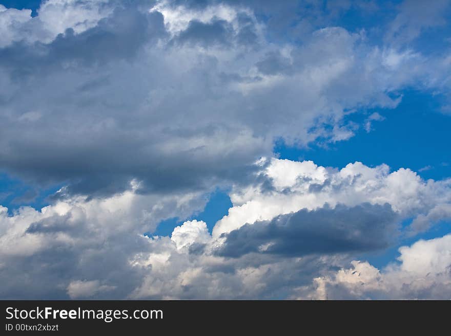 Blue and stormy sky full of different clouds. Blue and stormy sky full of different clouds