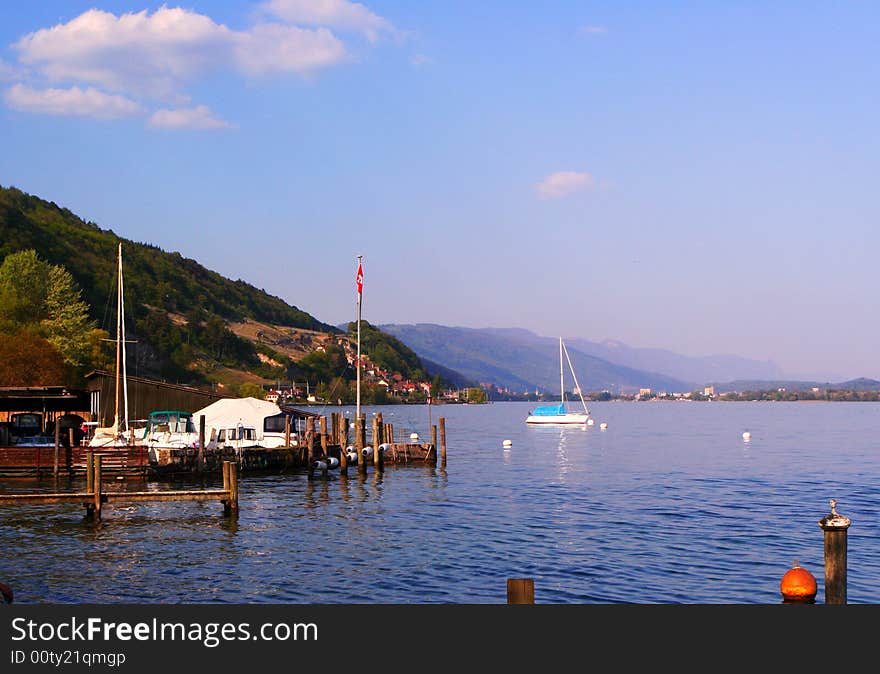 Evening on the swiss lake of Neuchatel