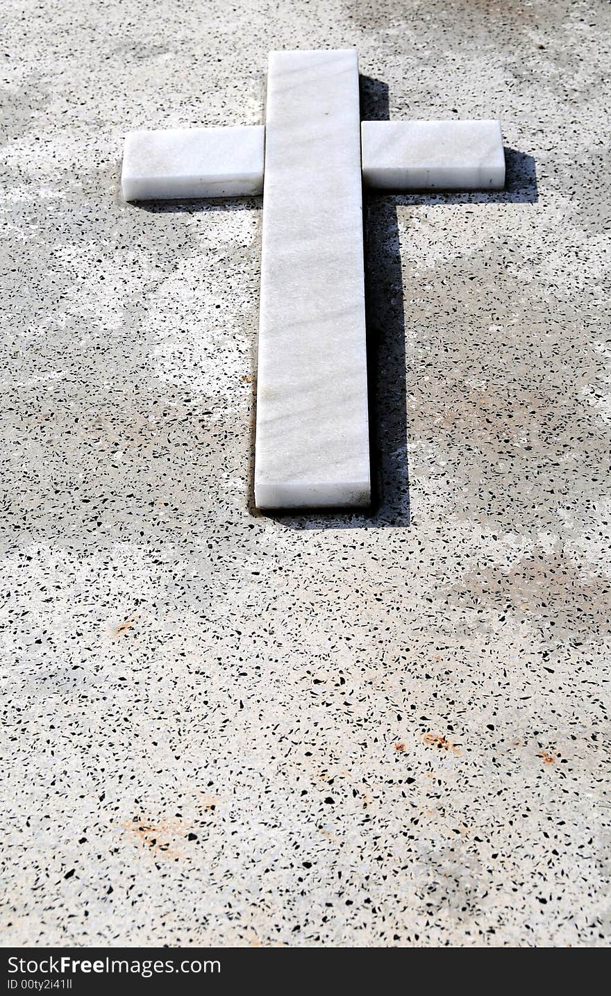 Cross in front of a grave