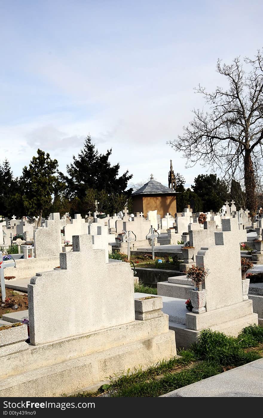 A view with a cemetery in romania