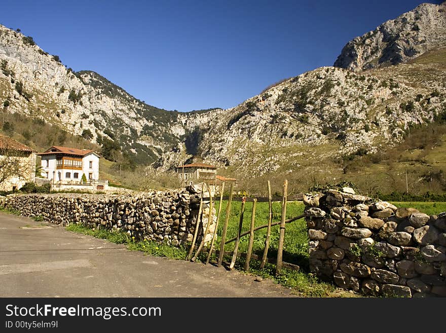 Village and mountains