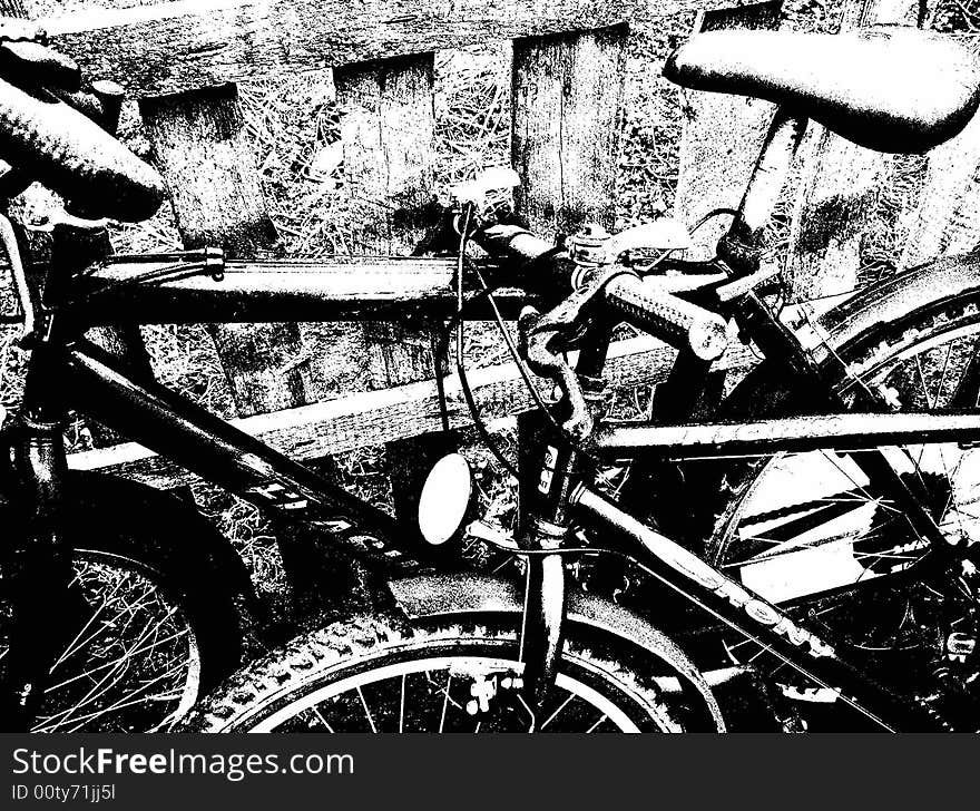 Black and white bicycles, retro style