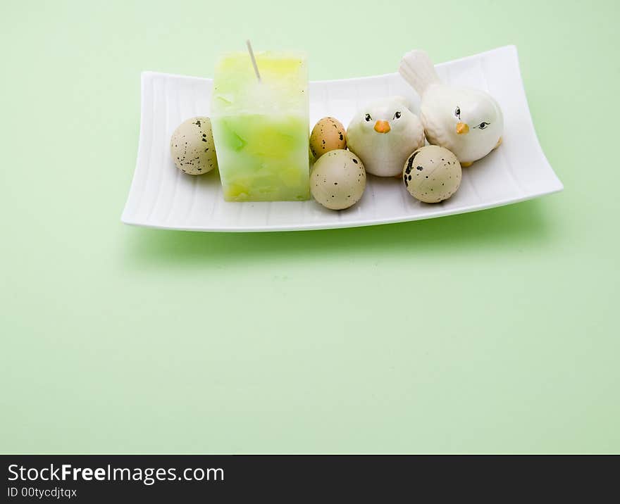 Easter eggs and candle set