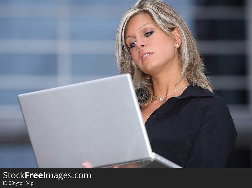 Business Woman Working on a Computer