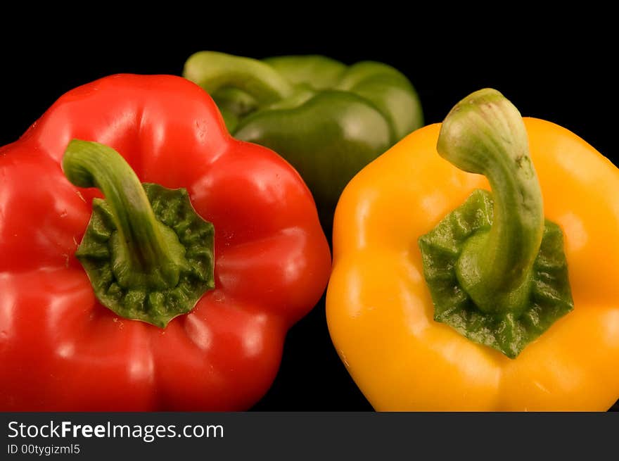 Red yellow and green Bell Peppers