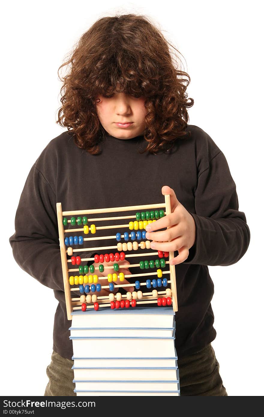 Boy with abacus calculator