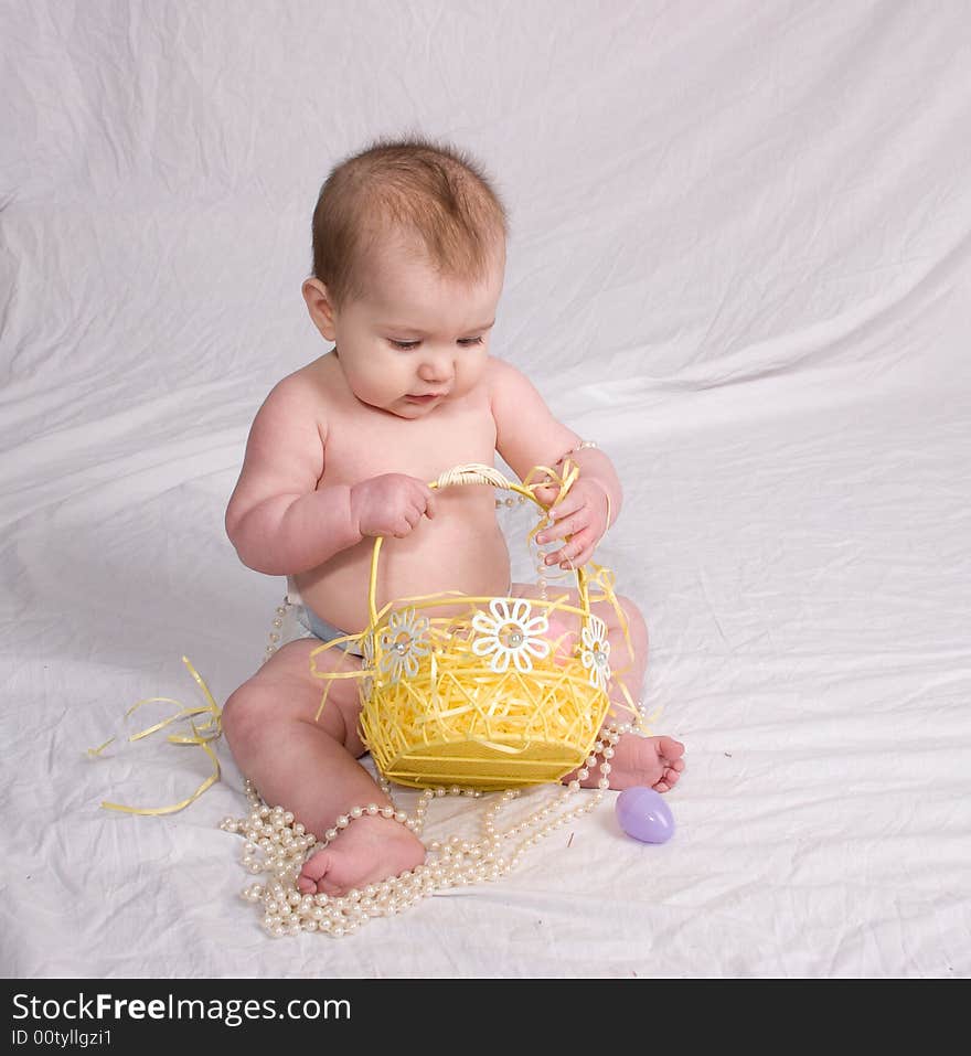 Baby celebrating first Easter season. Baby celebrating first Easter season