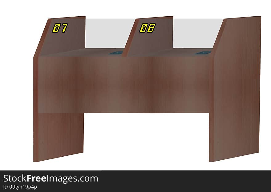 An library desk with numbering on front view. An library desk with numbering on front view