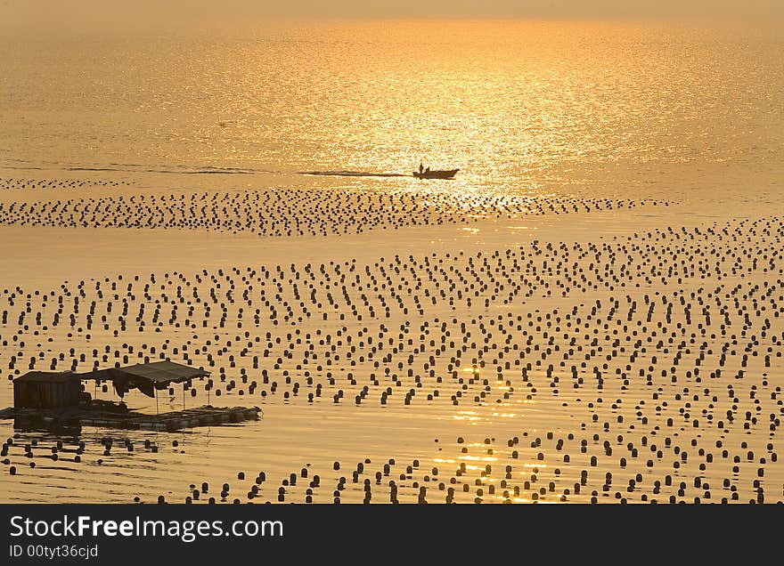 The sunset of the sea is in tne Shenzhen of China. The sunset of the sea is in tne Shenzhen of China