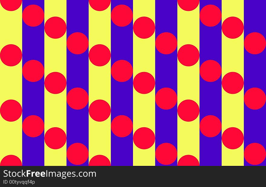 Red Polka dot pattern on royal blue and yellow stripes. Red Polka dot pattern on royal blue and yellow stripes.