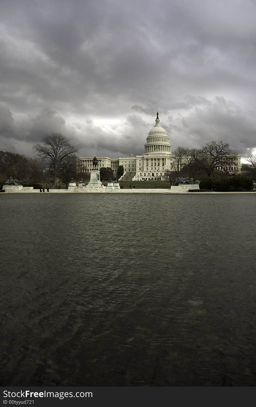 Washington Capitol on a dark and gloomy day. Washington Capitol on a dark and gloomy day