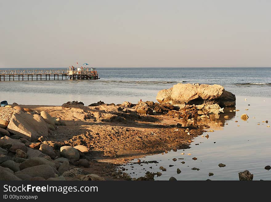 Evening on the beach on red sea. Evening on the beach on red sea