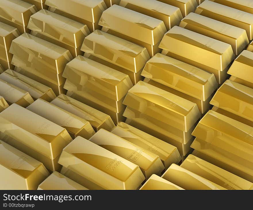 3d gold bars steps on white background