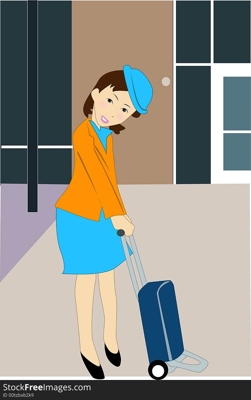 The vector image of the stewardess in a uniform