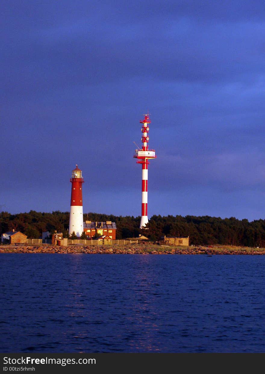 Old and modern lighthouses on the island