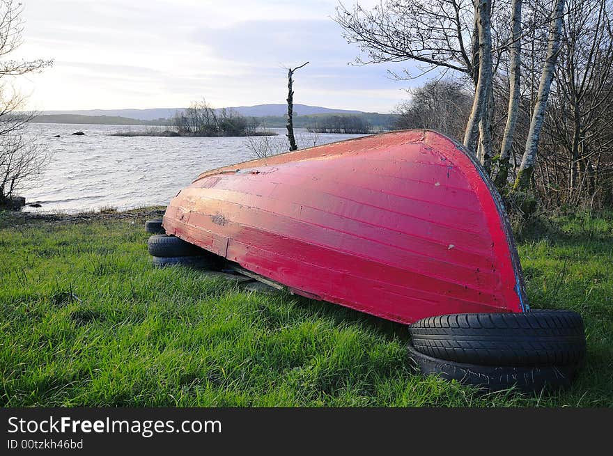 Boat by a lake