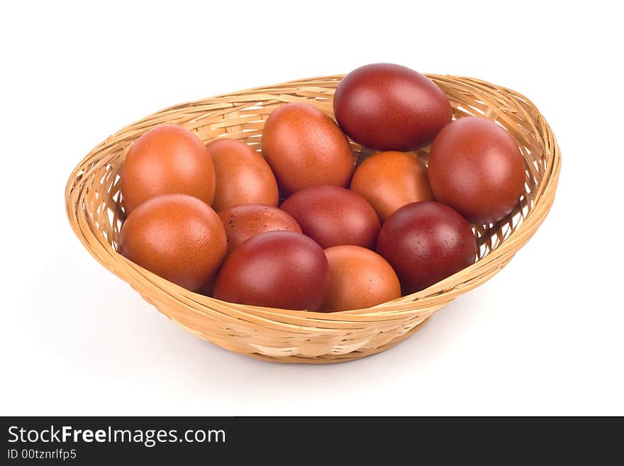 Brown Easter eggs in a basket