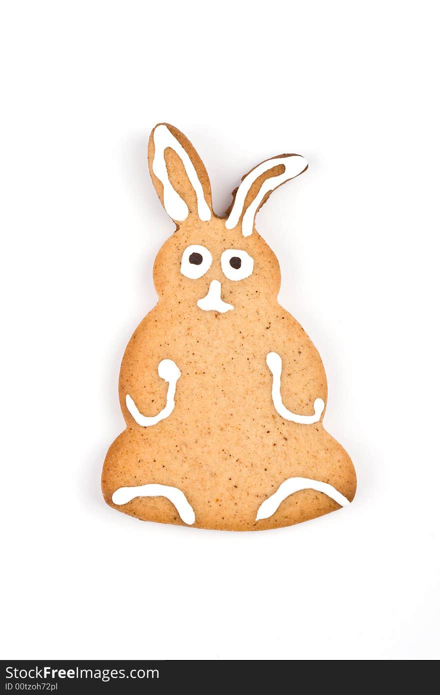 Gingerbread cookie - bunny- on a white