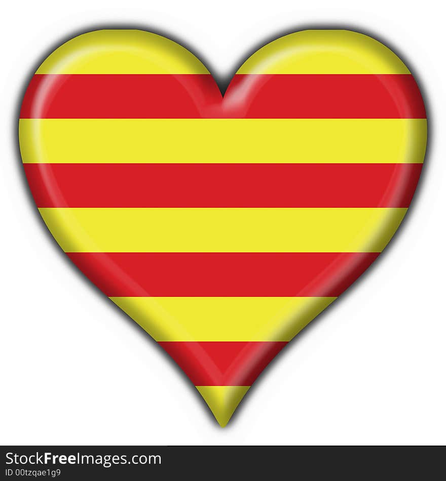 Catalonia Button Flag Heart