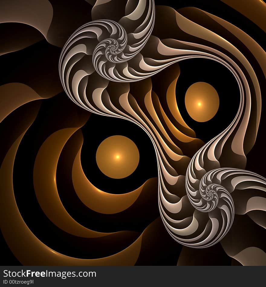 Abstract fractal image resembling folding spirals