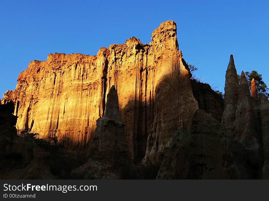 The mystical forest of earth pillars is situated in YuanMou town,Yunnan province,China. The mystical forest of earth pillars is situated in YuanMou town,Yunnan province,China.