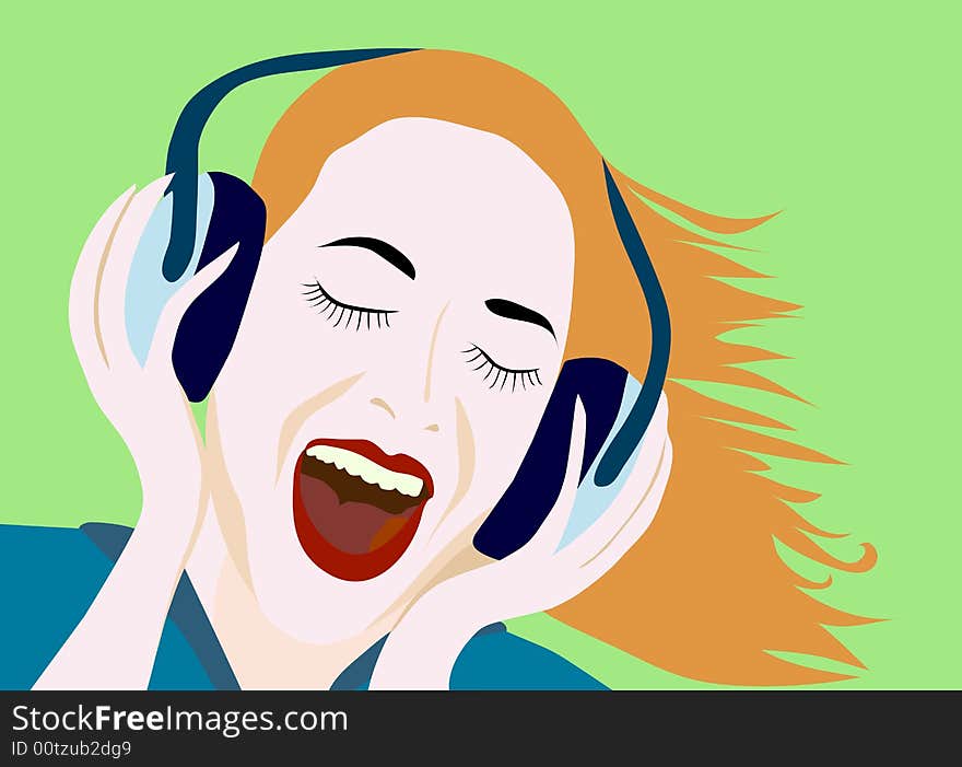 Girl enjoying music with headphone