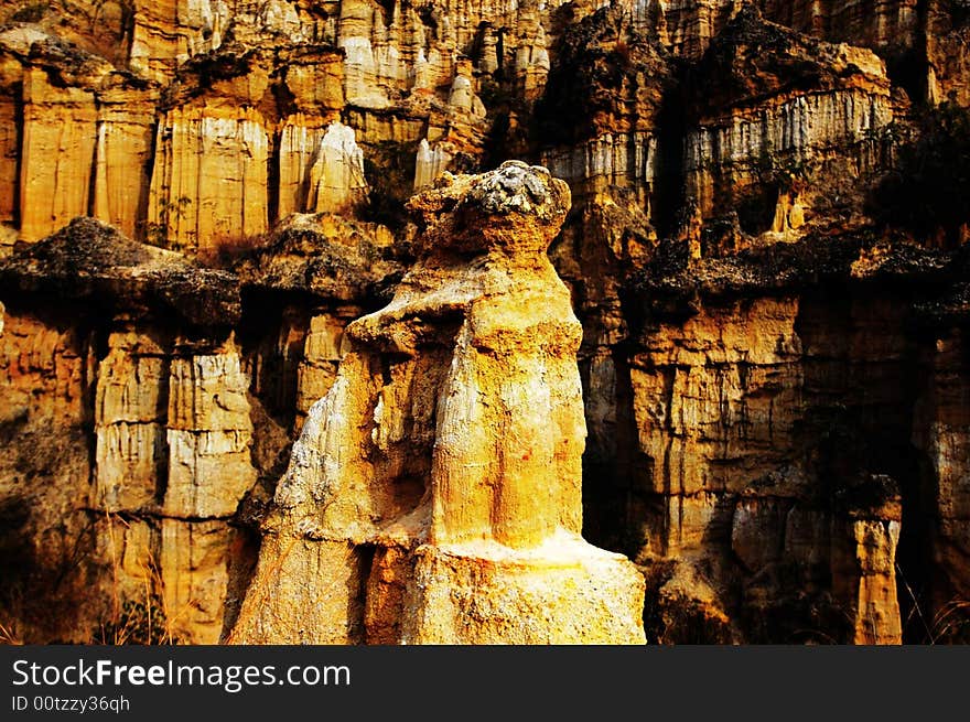 The mystical Forest of Earth Pillars is situated in YuanMou Town,Yunnan Province,China. The mystical Forest of Earth Pillars is situated in YuanMou Town,Yunnan Province,China.