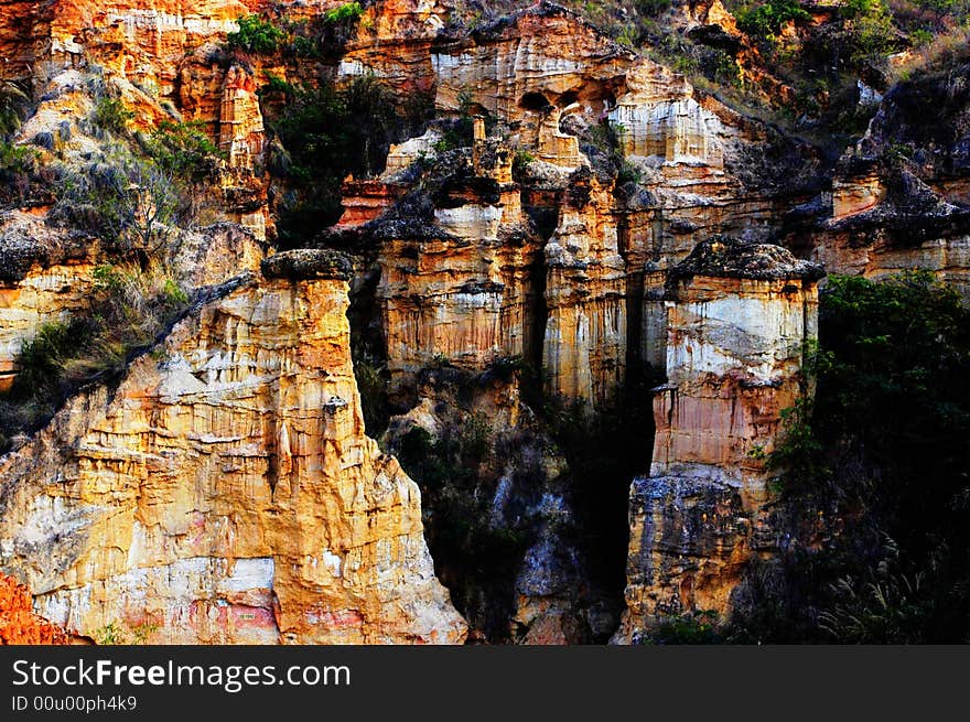 The mystical Forest of Earth Pillars is situated in YuanMou Town,Yunnan Province,China. The mystical Forest of Earth Pillars is situated in YuanMou Town,Yunnan Province,China.