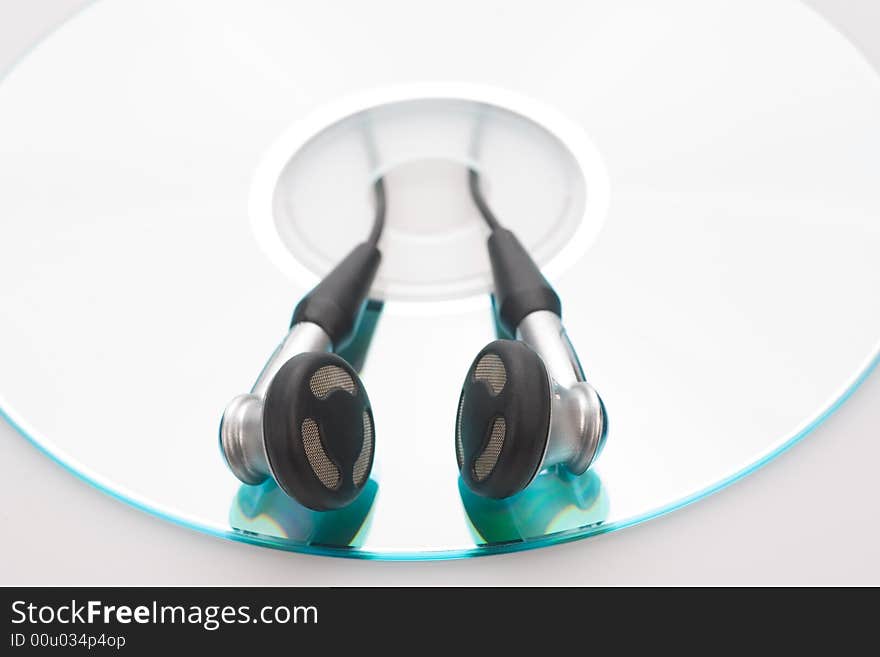 Earphones and cd isolated