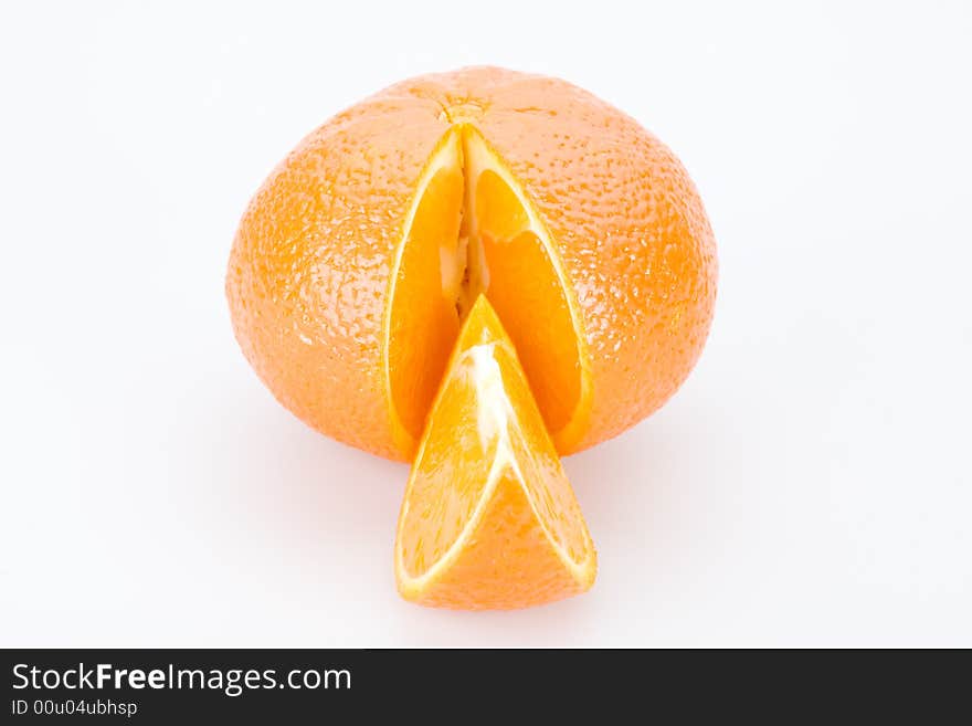 Sliced of orange, isolated