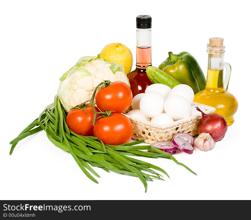 Still-life with vegetables isolated on a white background. Clipping path included. Still-life with vegetables isolated on a white background. Clipping path included.